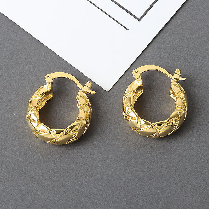 Fashionable All-match Diamond Circle Copper Earrings