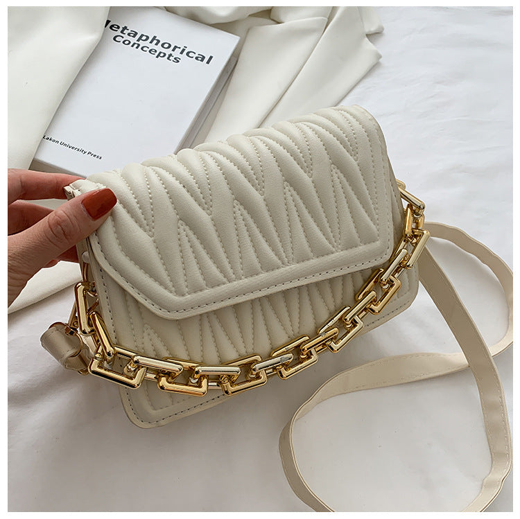 Hong Kong Style Retro Single Shoulder Bag Fashion Casual Messenger Texture Chain