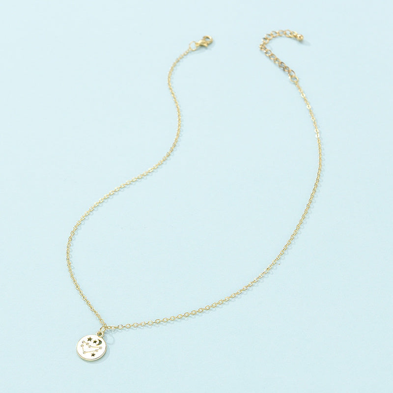 Geometric Round Pendant Six-pointed Star Necklace