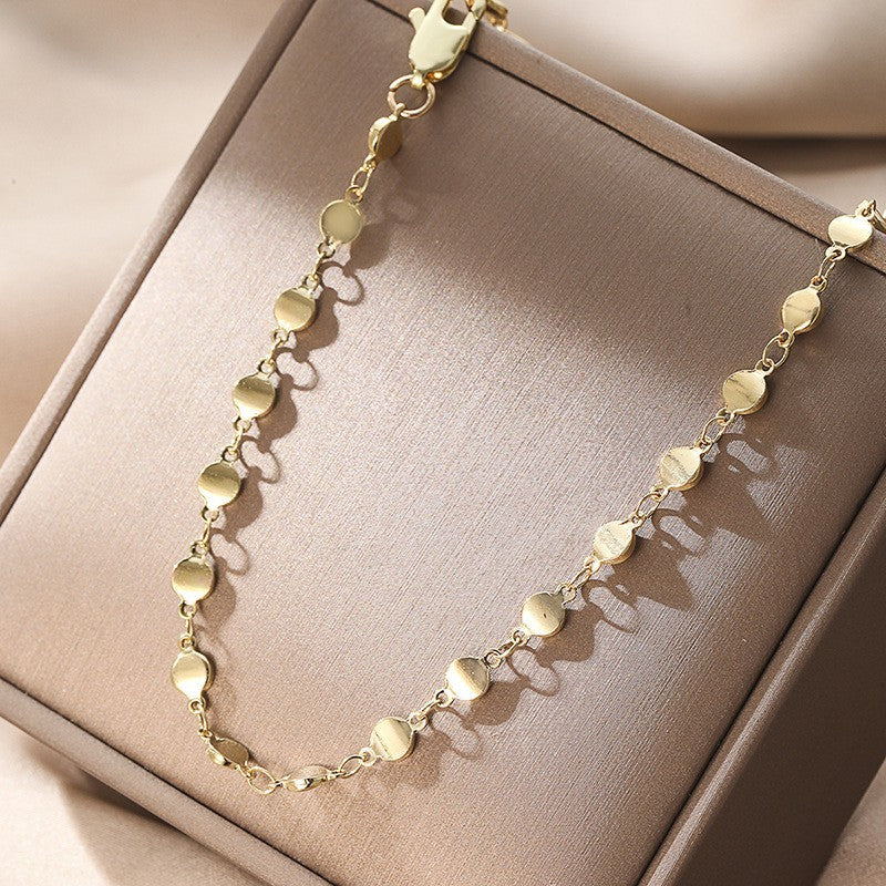 Gold Chain, Gold Ingot Necklace, High-end Personality, Cool Style, Collarbone Chain