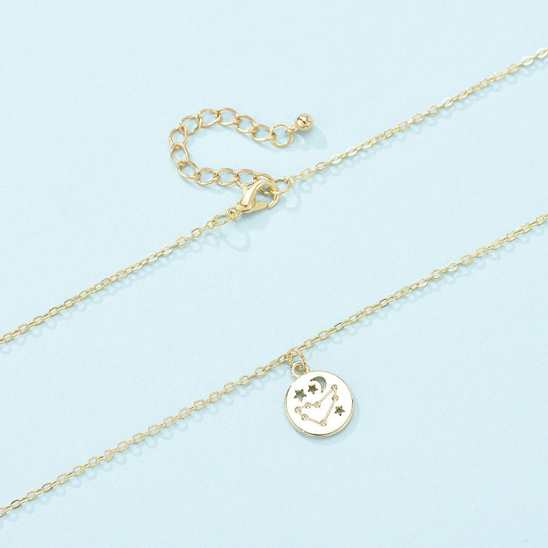 Geometric Round Pendant Six-pointed Star Necklace