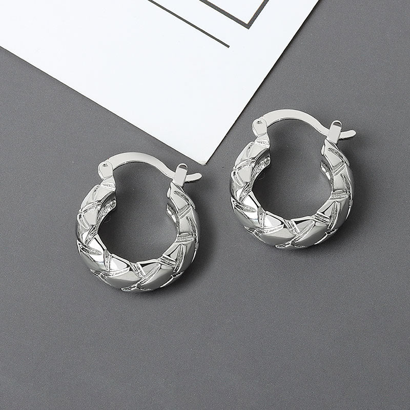 Fashionable All-match Diamond Circle Copper Earrings