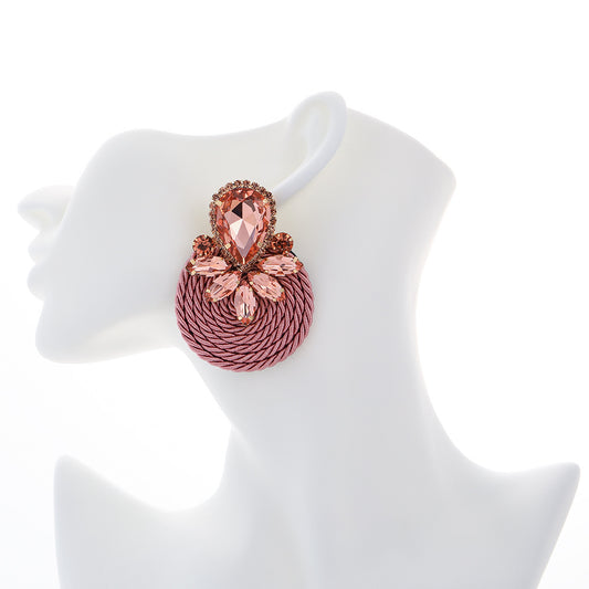 Exaggerated Retro Inlaid Rope Round Discs Creative Simple Earrings