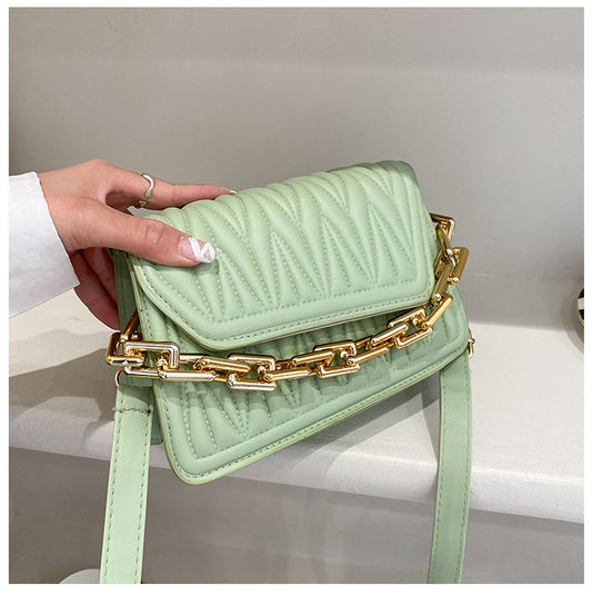 Hong Kong Style Retro Single Shoulder Bag Fashion Casual Messenger Texture Chain