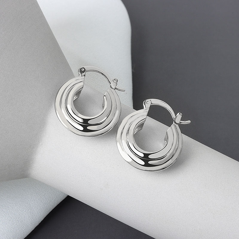 Fashionable All-match Diamond Circle Copper Earrings