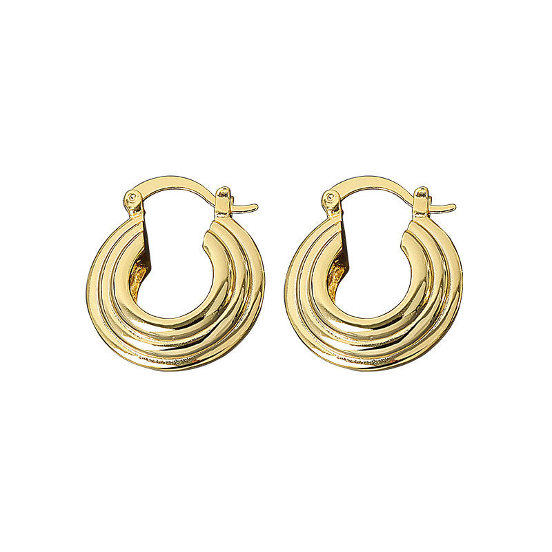 Fashionable All-match Diamond Circle Copper Earrings