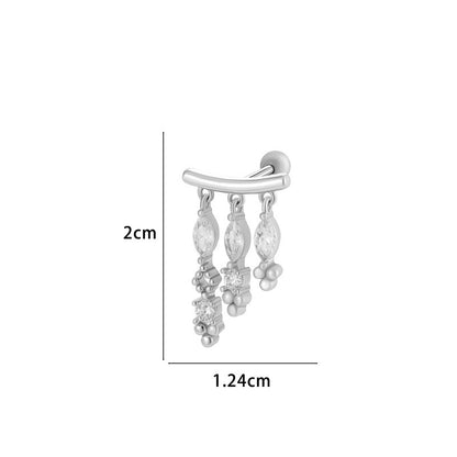 Copper Inlaid Zircon Geometric Eardrops Earrings Stainless Steel