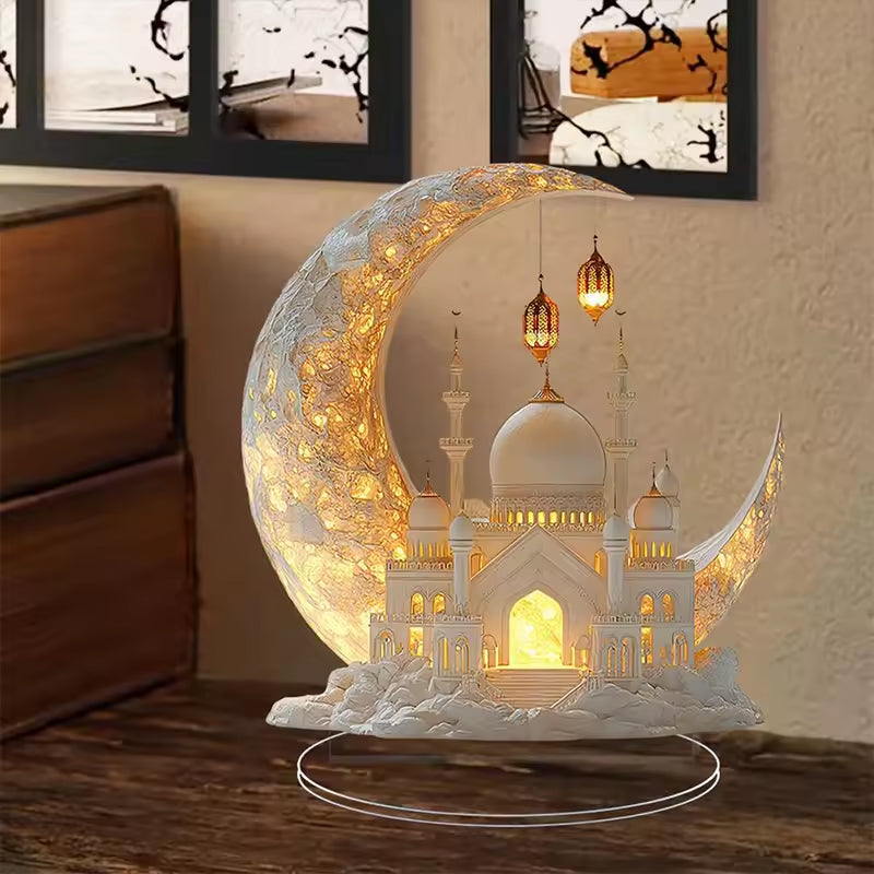 2025 Ramadan 2D Acrylic Moon - Castle Ornament. Eid Al - fitr Decoration, Muslim Home & Party Gift.