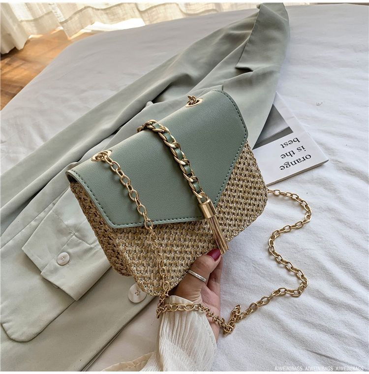 Women's Simple Chain Woven Tassel Shoulder Bag