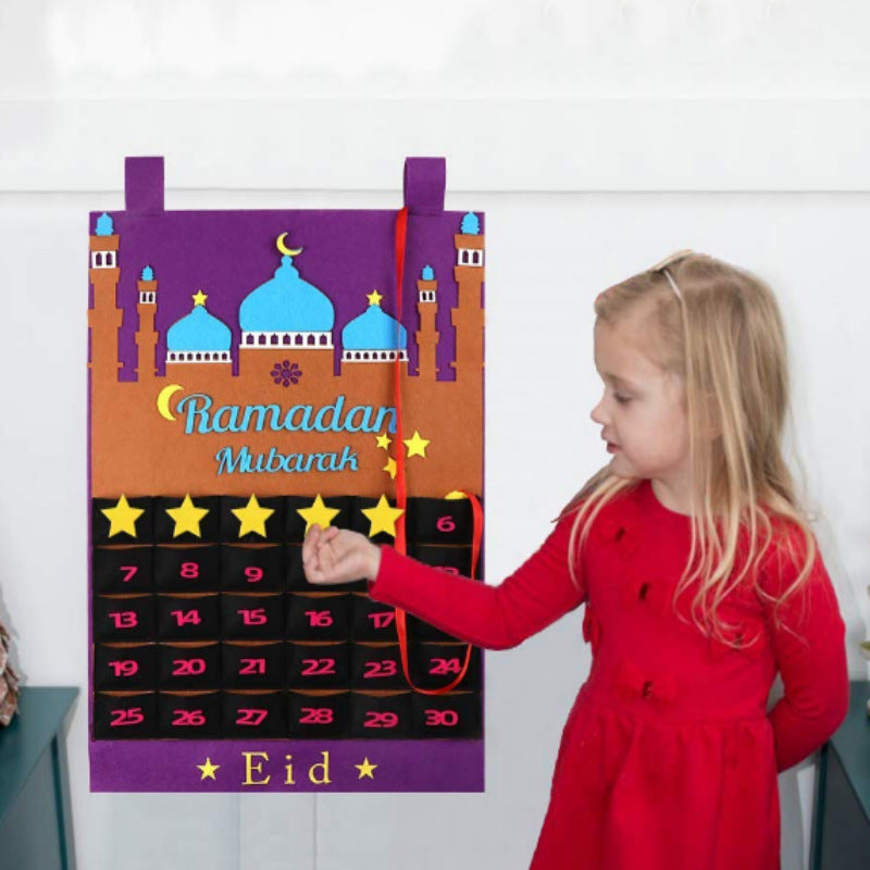 Eid Ramadan Decorated Muslim Fabric Wall Calendar