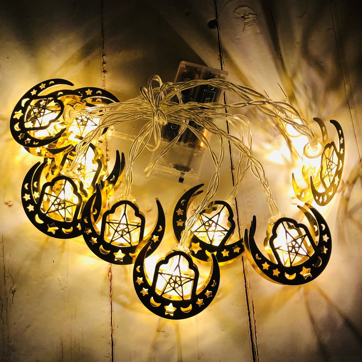 Muslim Ramadan Festival Battery Box Led String Lights Eid Mubarak Moon And Stars Interior Decoration Lights