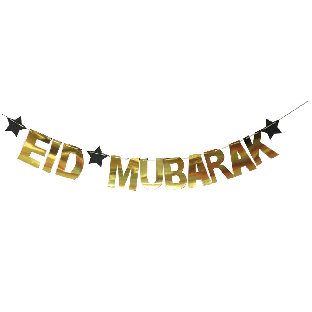 Eid Mubarak Decorated Flag Pull Eid Mubarak Ramadan Happy Holiday Party Layout Banner