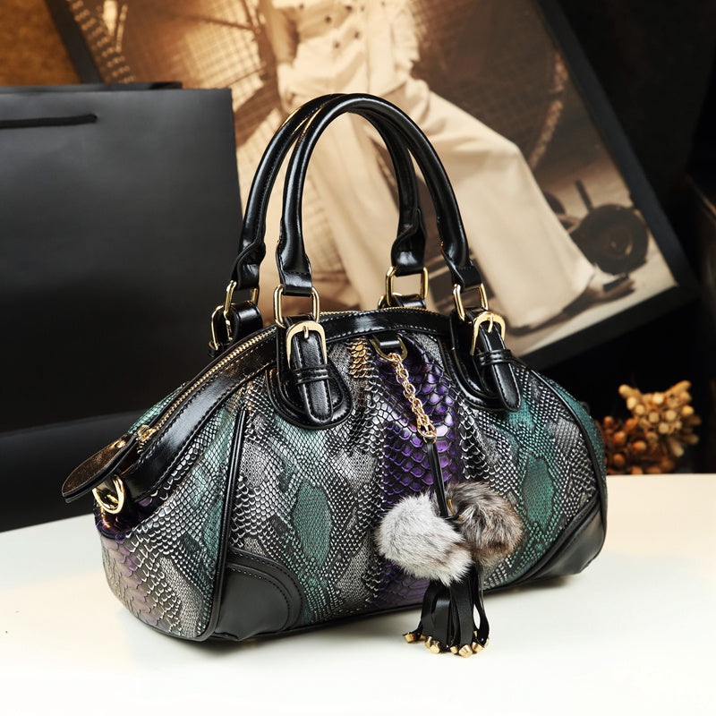 Snake Pattern Female Bag New European And American Fashion Large-Capacity One-Shoulder Messenger Handbag Middle-Aged Lady Mother Bag