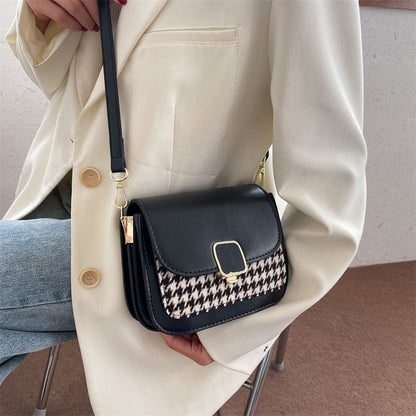 Ladies Houndstooth Fashion Messenger Small Square Bag