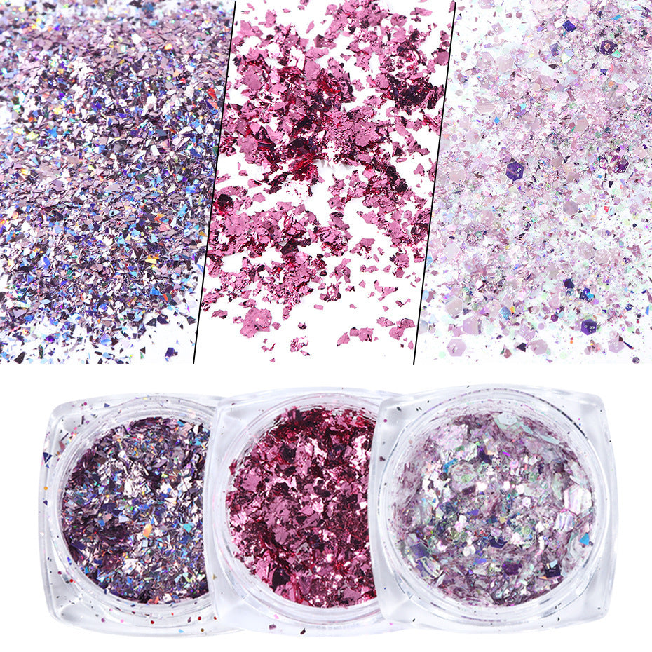 Mixed Color Platinum Shards Mixed Laser Nail Glitter