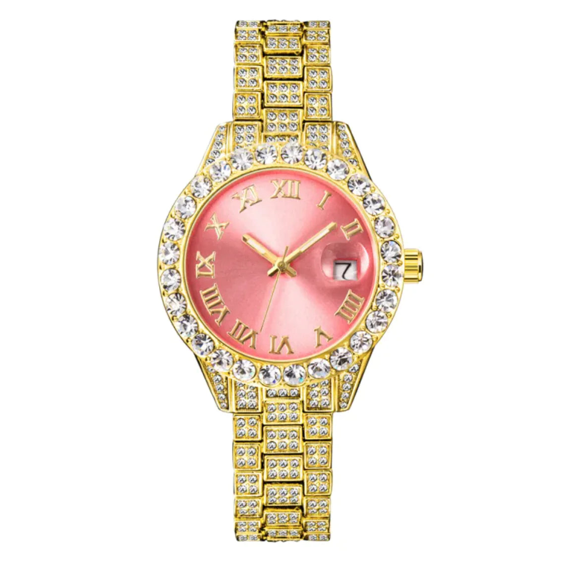 Luminous Women's Quartz Watch with Diamond Inlaid Waterproof Design and Calendar