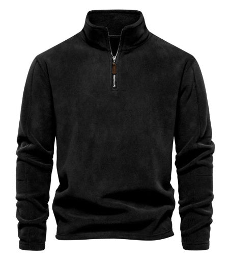 Fashion Personality Stand-collar Zippered Sweatshirt With Fleece Winter Casual Pullover Top Men's Clothing