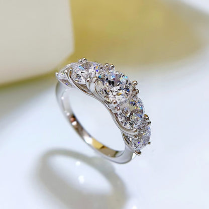 925 Silver European And American Simple Five-star Light Ring Luxury Temperament