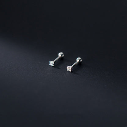 Silver Diamond Square Geometric Earrings Summer Temperament