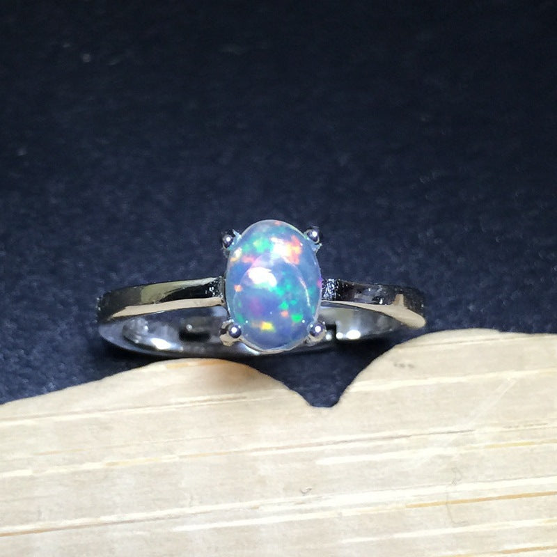 Natural Australian Opal Ring Full Of Fire And Beautiful