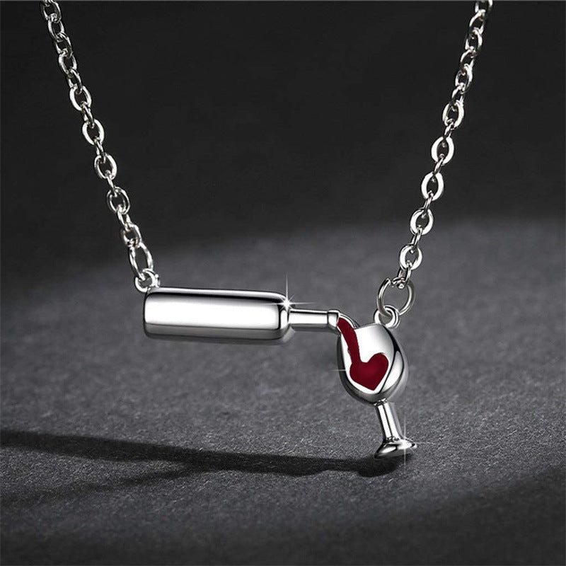 Fashion Personality Creative Wine Glass Metal Necklace