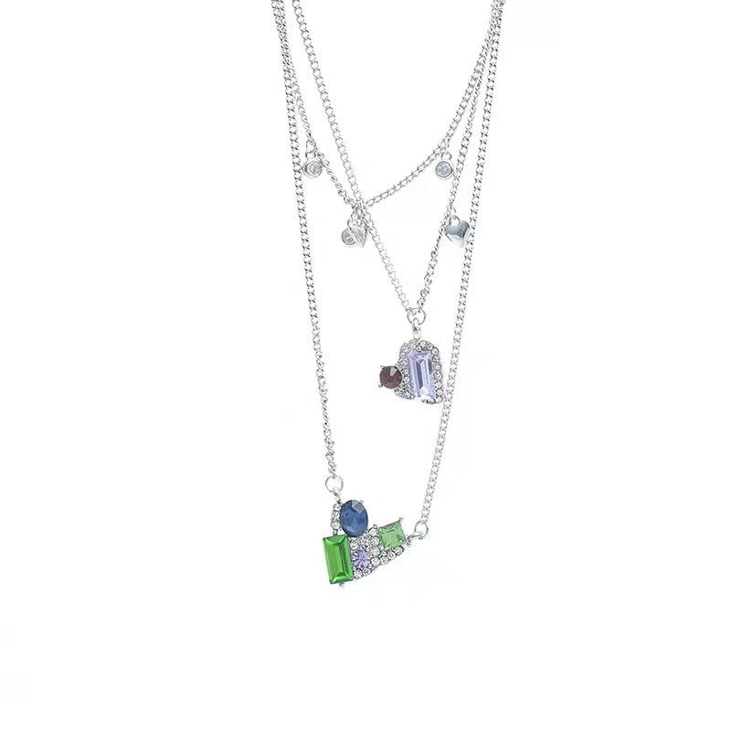 Fashion Multi-layered Wearing Love Color Rhinestone Necklace Women