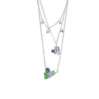 Fashion Multi-layered Wearing Love Color Rhinestone Necklace Women