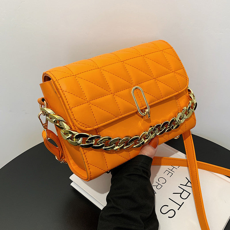 One Shoulder Rhombus Chain Small Square Bag