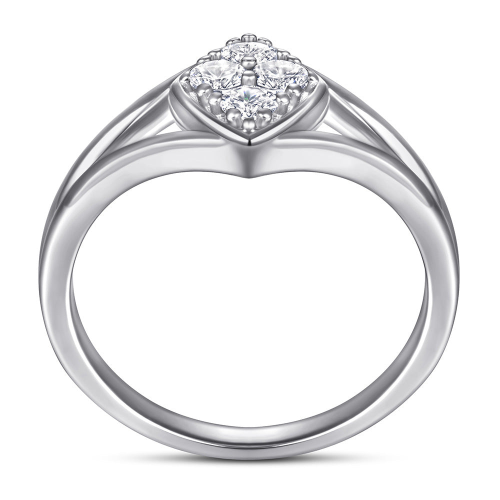 Sterling Silver Women's Ring Fashion Wedding Diamond