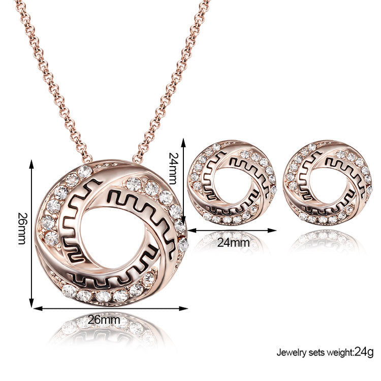 Fashion All-match Jewelry Necklace Earrings Two-piece Set