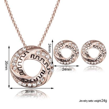 Fashion All-match Jewelry Necklace Earrings Two-piece Set