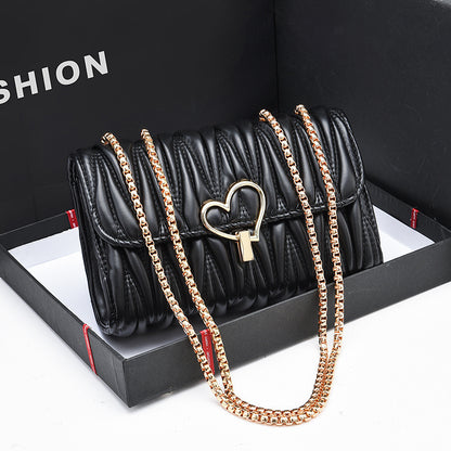 Fashionable Pleated Chain Shoulder Messenger Bag