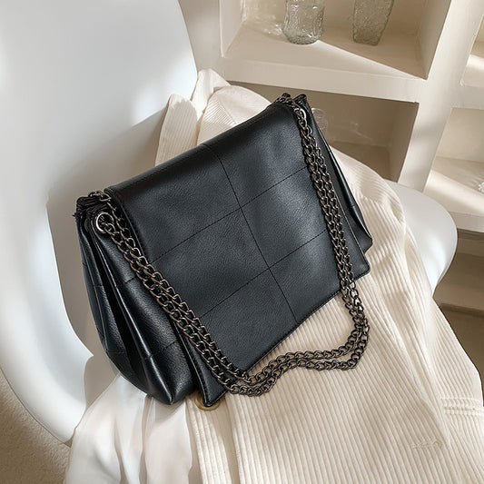 Fashion Soft Leather Shoulder Bag With Embroidery Thread