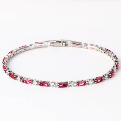 European And American Special-interest Design Pink White Color Zircon Bracelet Female Ins Fashion Simple