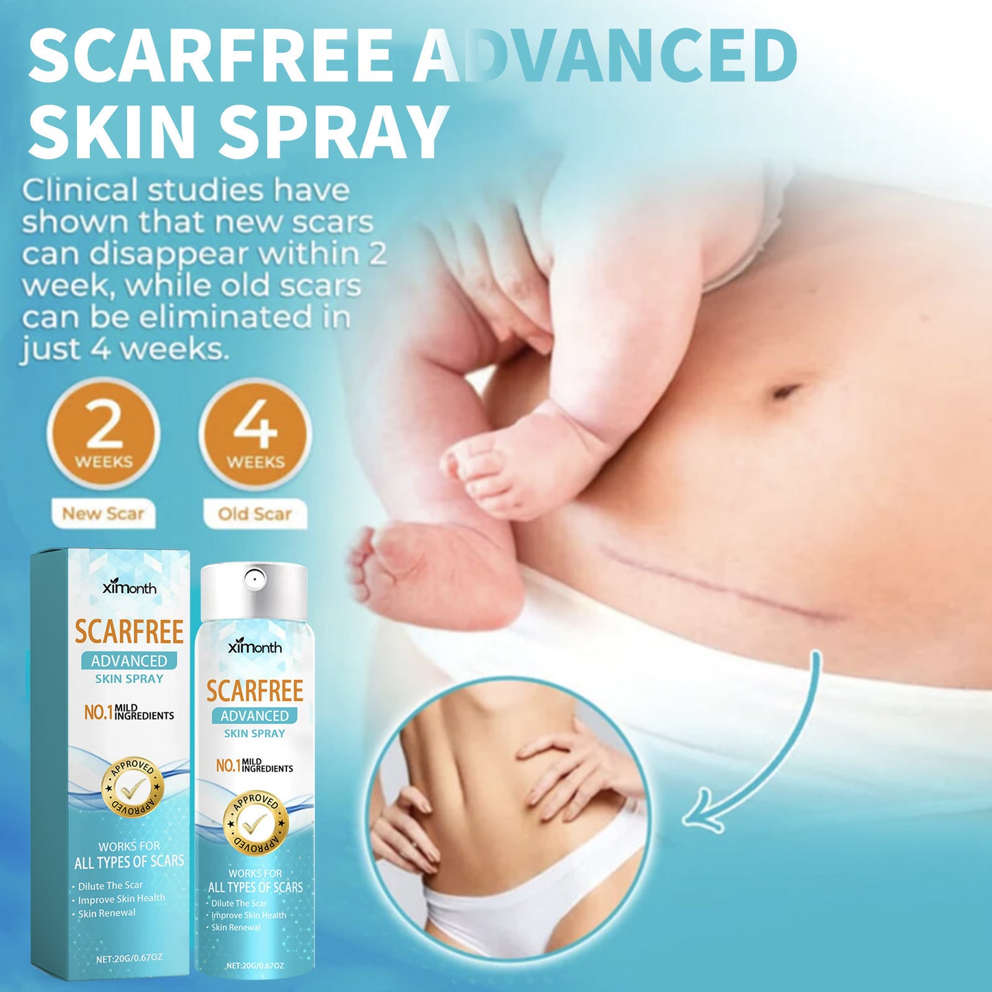 Lighten Scar Care Spray On Body Skin