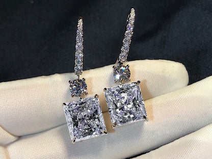 Moissanite 18k Bright Cut White Diamond Stud Earrings