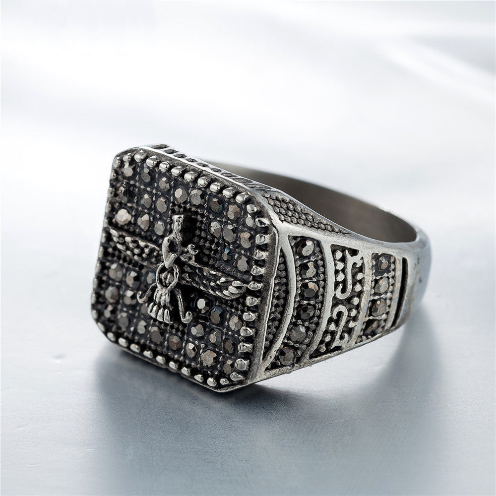 Personality Vintage Diamond Men's Titanium Steel Ring