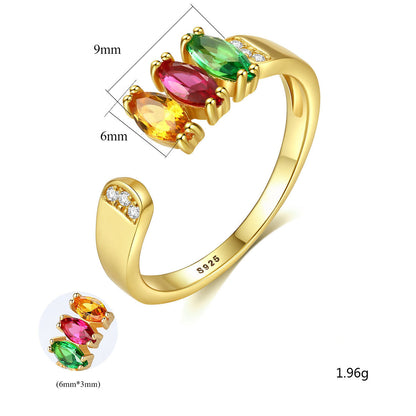 Silver Jewelry Red Yellow And Green Three-color Zircon