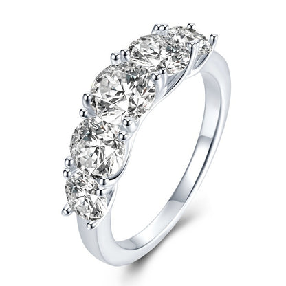 925 Silver European And American Simple Five-star Light Ring Luxury Temperament