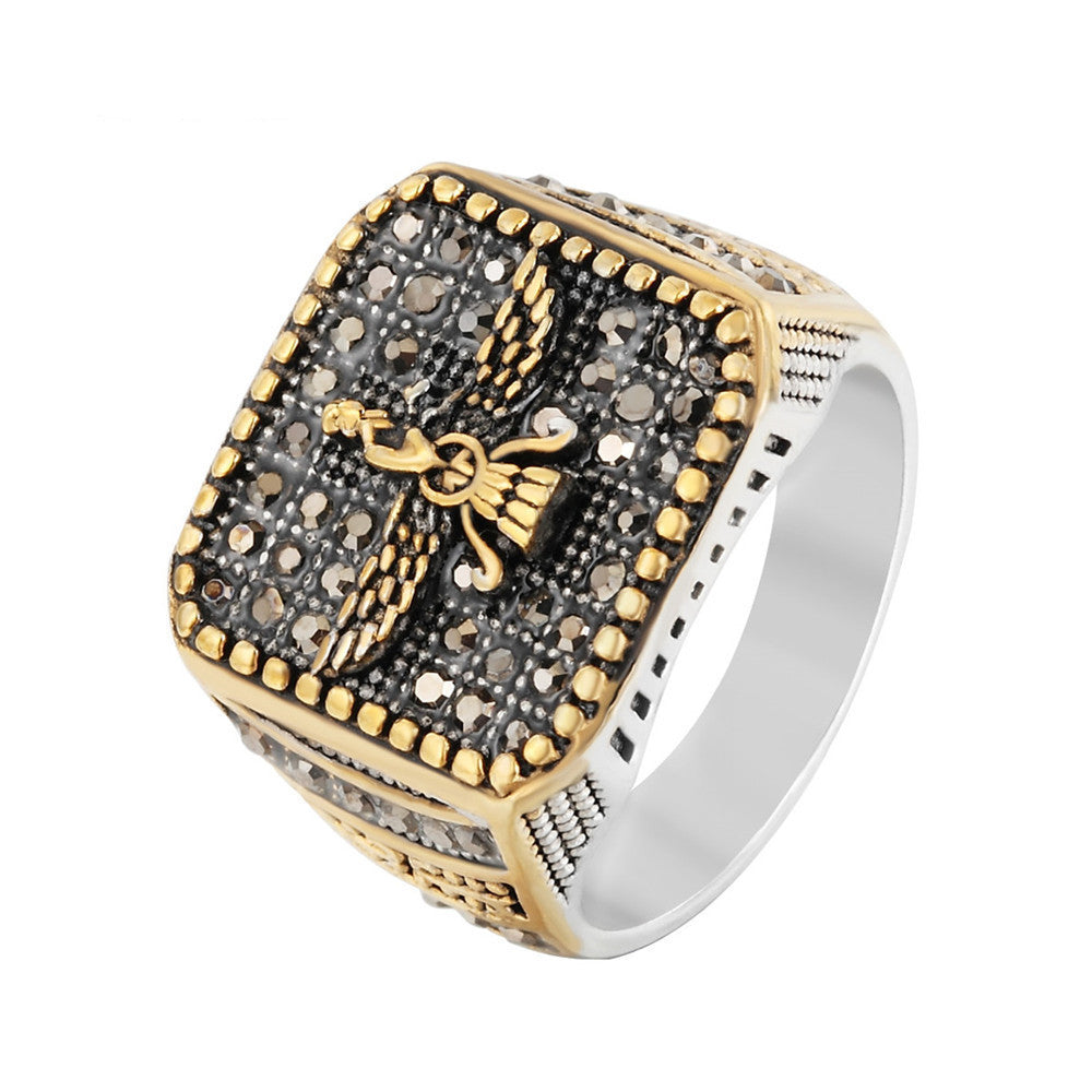 Personality Vintage Diamond Men's Titanium Steel Ring