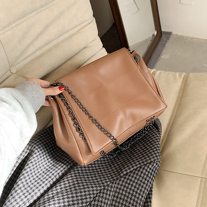 Fashion Soft Leather Shoulder Bag With Embroidery Thread