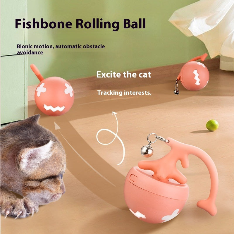 Pets Cat Toys Fishbone Rolling Ball USB Electric Cat Teasing Ball Pet Products