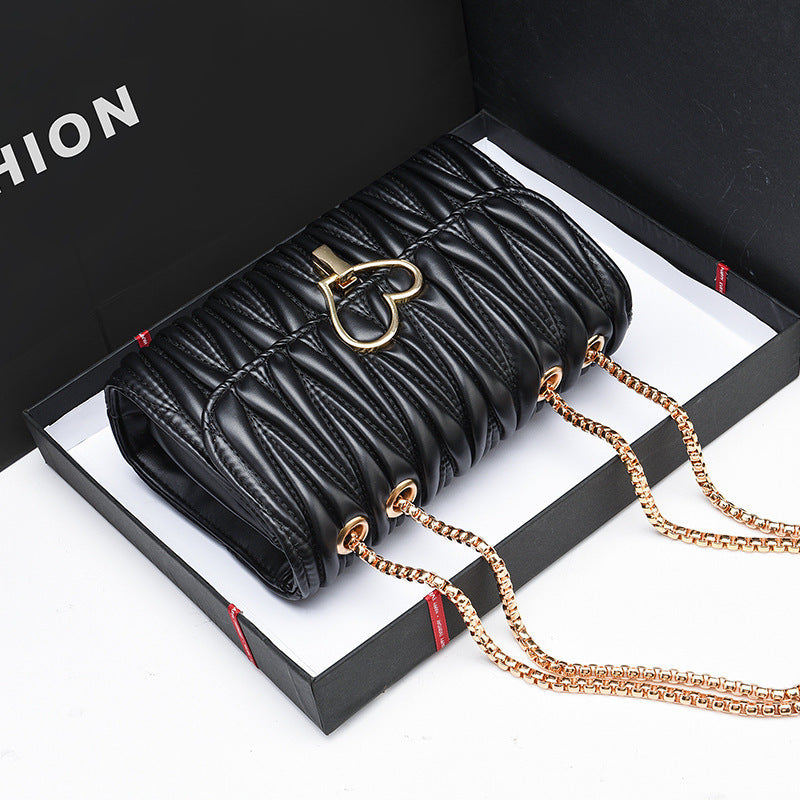 Fashionable Pleated Chain Shoulder Messenger Bag