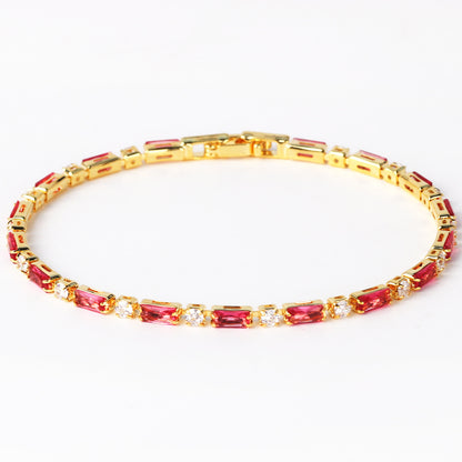 European And American Special-interest Design Pink White Color Zircon Bracelet Female Ins Fashion Simple