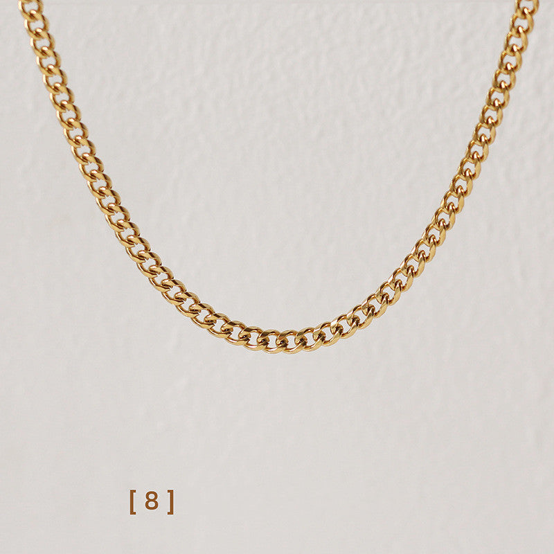 Chain Necklace 18K Gold Plated Unfading Sweater Chain 45cm