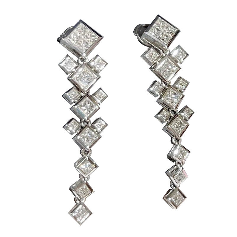 French Design Block Stitching Earrings Female Style Advanced