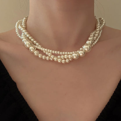 French Retro Multi-layer Pearl Necklace Light Luxury High Sense Special-interest Design