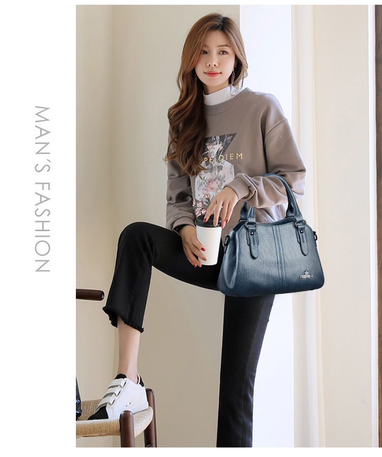 Soft Leather Shoulder Messenger Bag Foreign Trade Simple Dignified Generous Style Handbag