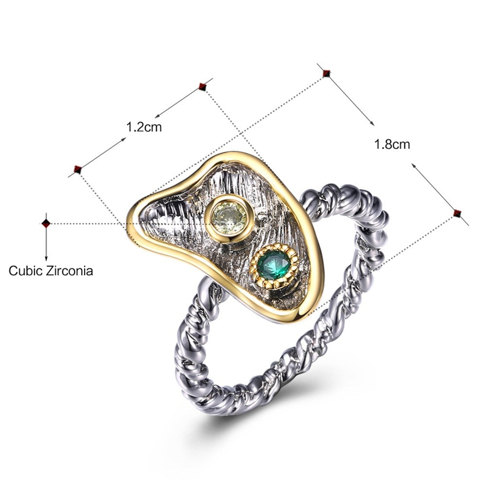 Ladies Fashion Irregular Rings Black Gold Plated Two Tones