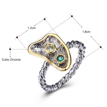 Ladies Fashion Irregular Rings Black Gold Plated Two Tones